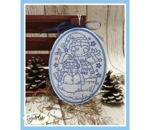 Stickserie - Schneemann Redwork